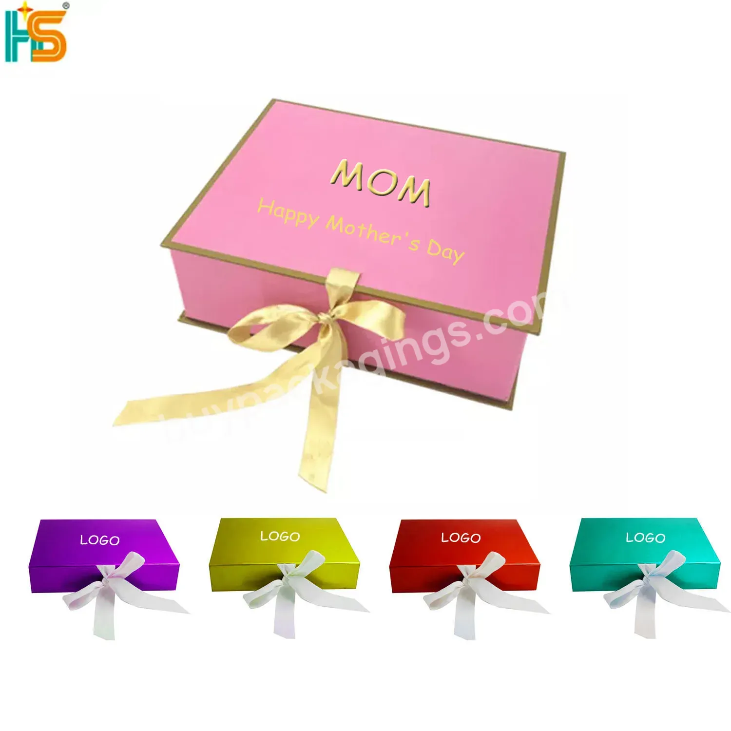 Christmas Present Packaging Box Custom Storage Wedding Birthday Favor Gift Ribbon Boxes With Lids