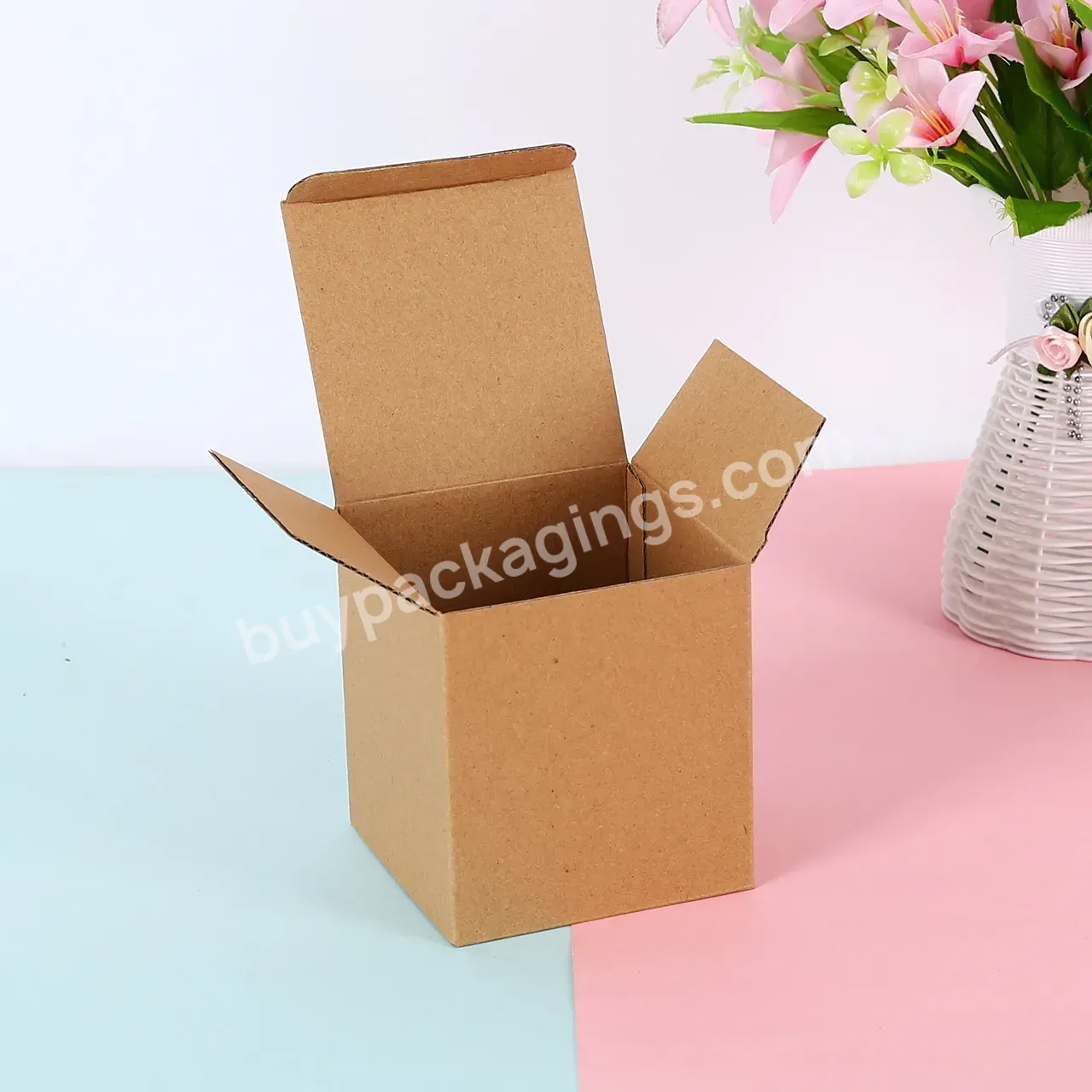 Christmas Recyclable Gift Packaging Small Size Candle Scented Brown Foldable Cardboard Box