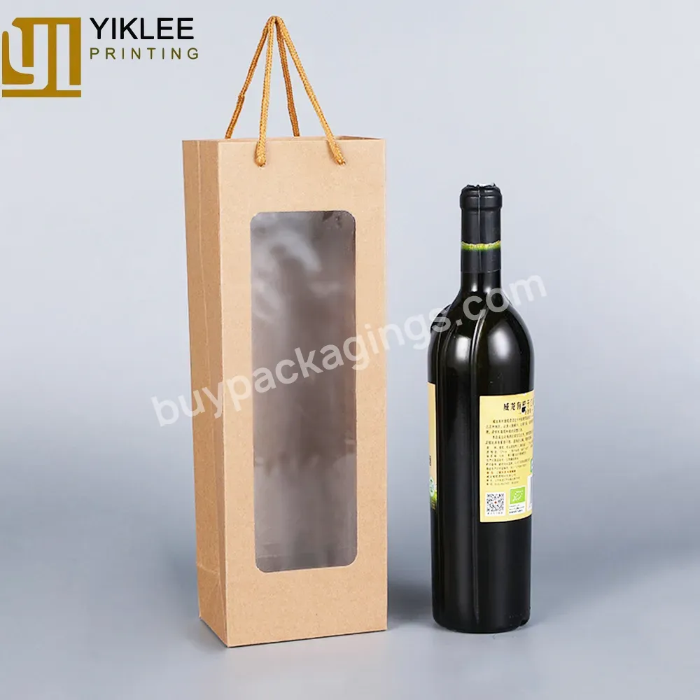Christmas Tote Bag Plain Paperboard Flower Wine Kraft Paper Red Wine Packaging Bags For Gift Wine Bag