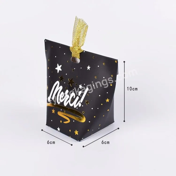 Christmas White Card Gold Printing Black And White Small Gift Box Candy Gift Folding Box Bags
