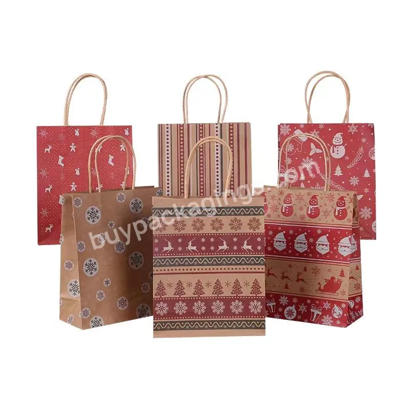 Christmas Wrapping Bag Decorative Party Brown Paper Bags Custom Logo Wholesale Kraft Paper Luxury christmas bag
