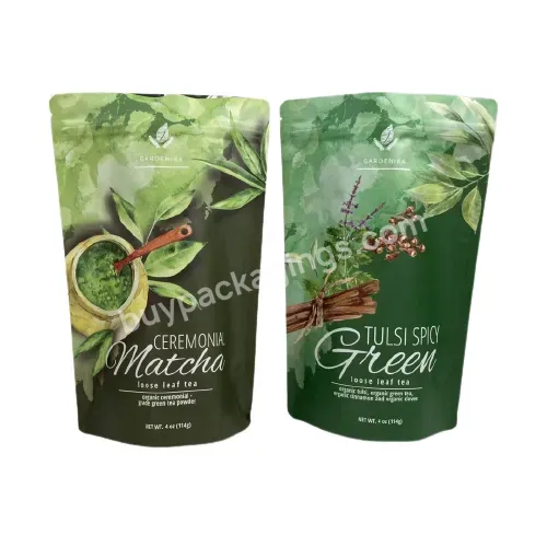 Cina Factory Tea Natural Herbal Anti Agin Resealable Plastic Stand Up Zipper Pouch Bag For Coffee Tea Food Packaging