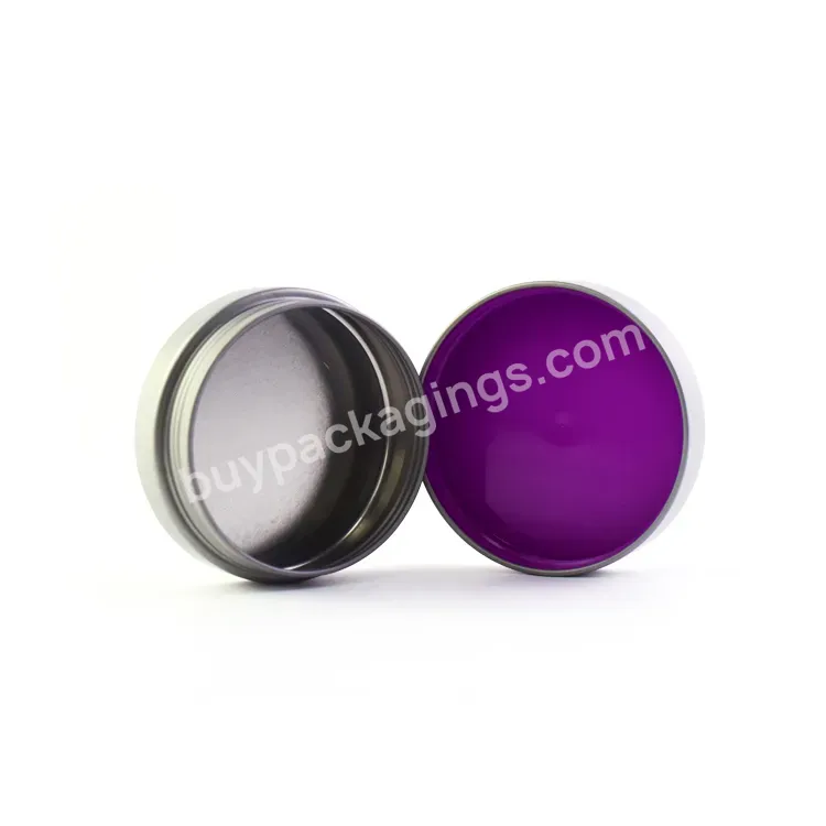 Circle Printed Food Storage Sliver And Purple Red Inside 10g 250g Custom Embossed Tin Jar Galvanized Aluminum Tin Jar With Lid