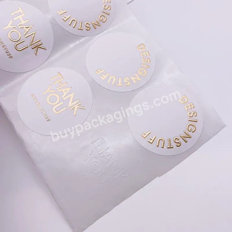 Circle Round Label Gold Foil Copper Custom Logo Embossed Thank You Sticker Printing