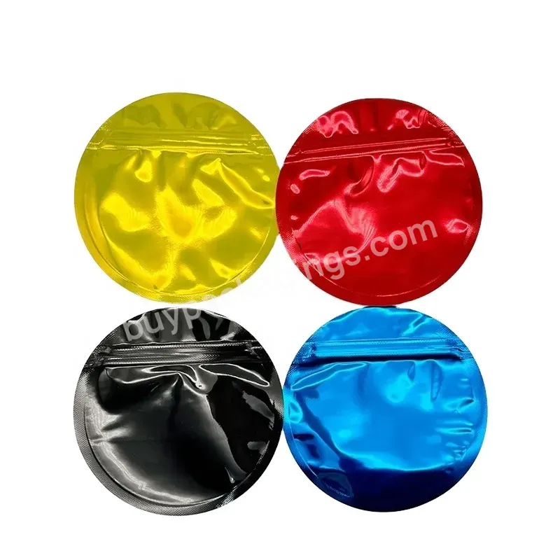 Circle Shape Mylar Bags Custom Printed New 3.5g Baggies 7g Resealable Smell Proof Die Cut Glossy Packaging Mylar Bags
