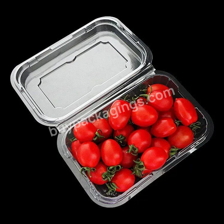 Clamshell Pet Plastic Hinge Fruits Clear Box For Fresh Vegetable And Salad Container With Lid