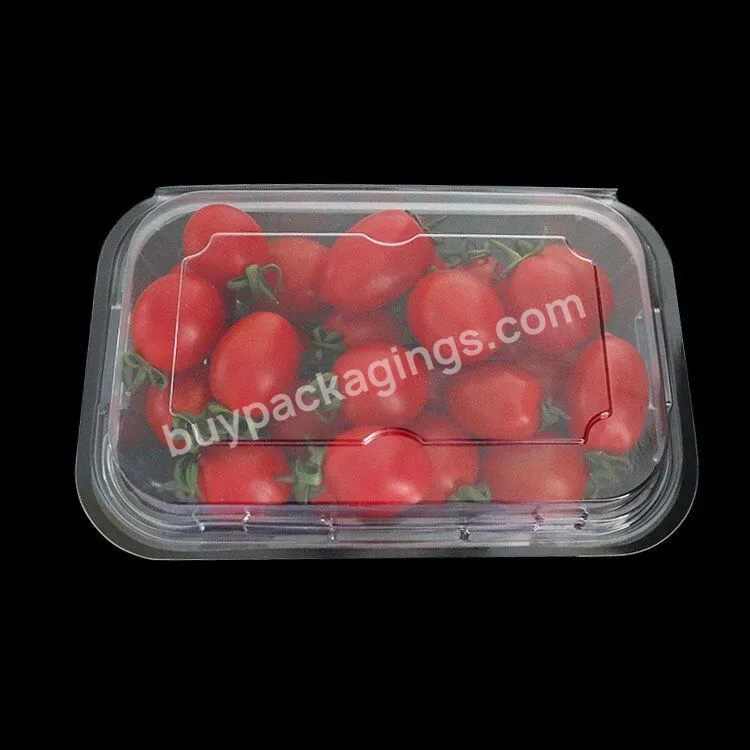 Clamshell Pet Plastic Hinge Fruits Clear Box For Fresh Vegetable And Salad Container With Lid