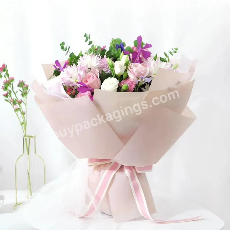 Classical Korean Style Plastic Thin Film Flower Wrapping Paper With Solid Color Printed