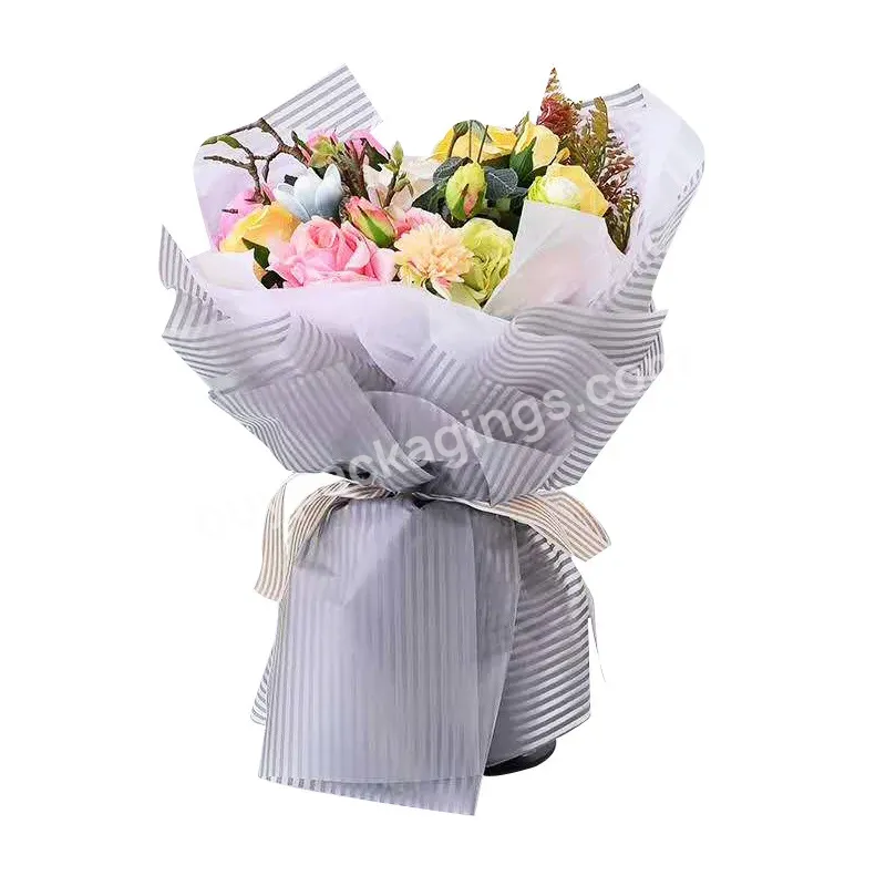 Classical Style 58*58cm Semitransparent Waterproof Flower Wrapping Paper Wrapper With Stripe Pattern Printed