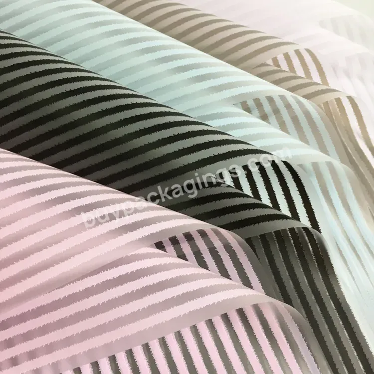 Classical Style 58*58cm Semitransparent Waterproof Flower Wrapping Paper Wrapper With Stripe Pattern Printed