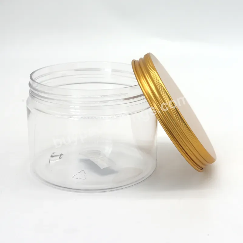 Clear 50ml 100ml 120ml 200ml 250ml 500ml Pet Plastic Can Containers Storage Jar With Gold Lid