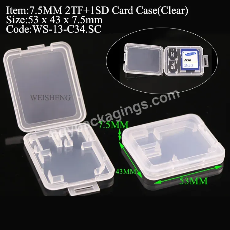 Clear 7.5mm Custom Logo Plastic 3 Slots Tf Memory Card Case Sd Card Holder For Micro Sd Sdhc Sdxc Sdxc Sdhc Tf Xqd