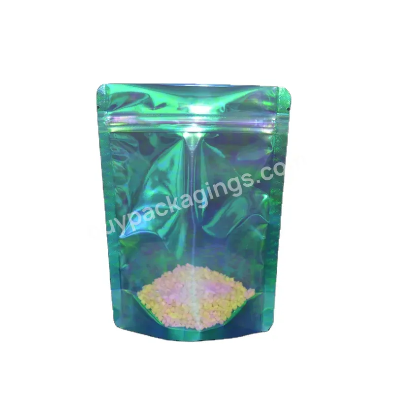 Clear Bags Holographic Laser Custom Plastic Smell Proof Edible 3.5g Packaging Mylar Bags With Zipper