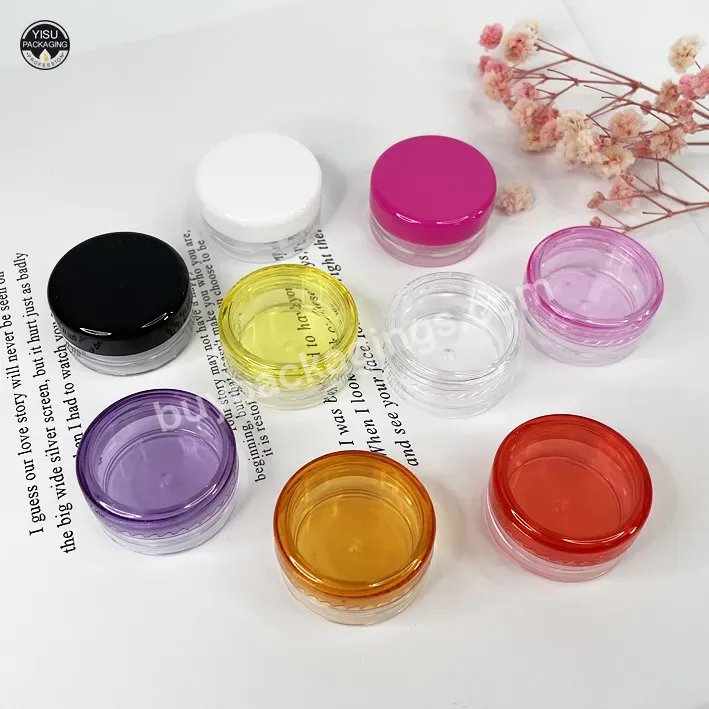 Clear Blue Pink Yellow Black Red Green Cosmetic Cream 3g 5g 10g 15g 20g Round Square Bottom Sample Small Ps Plastic Jar