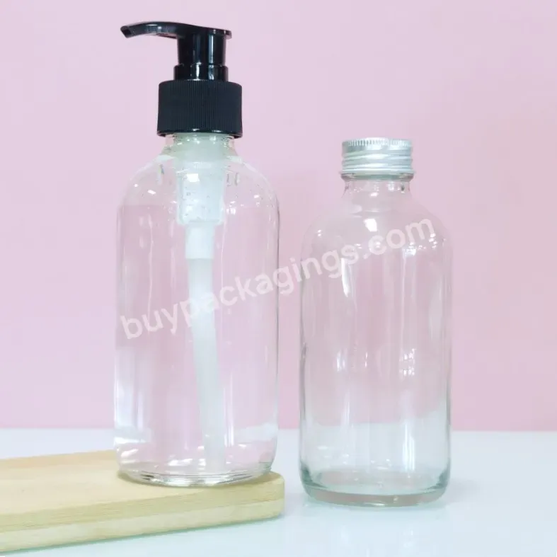 Clear Boston Round Glass Bottle 2oz 4oz 500ml Boston Round Transparent Frosted Glass Bottles