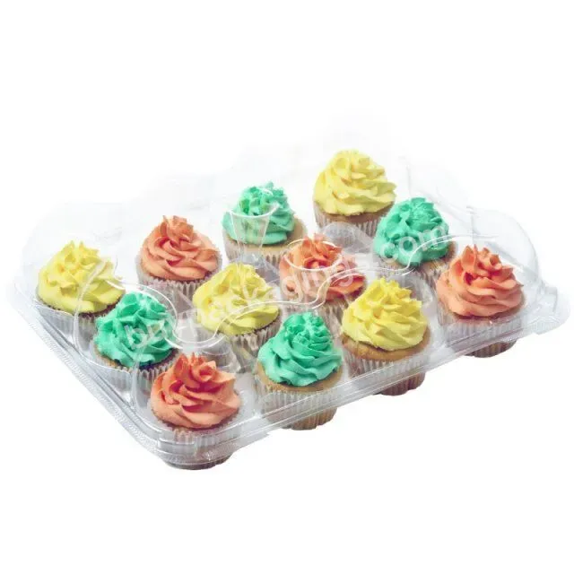 Clear Clamshell Disposable Bakery Plastic Hinged Pet Blister 6 Hole Cupcake Container Boxes With Lid