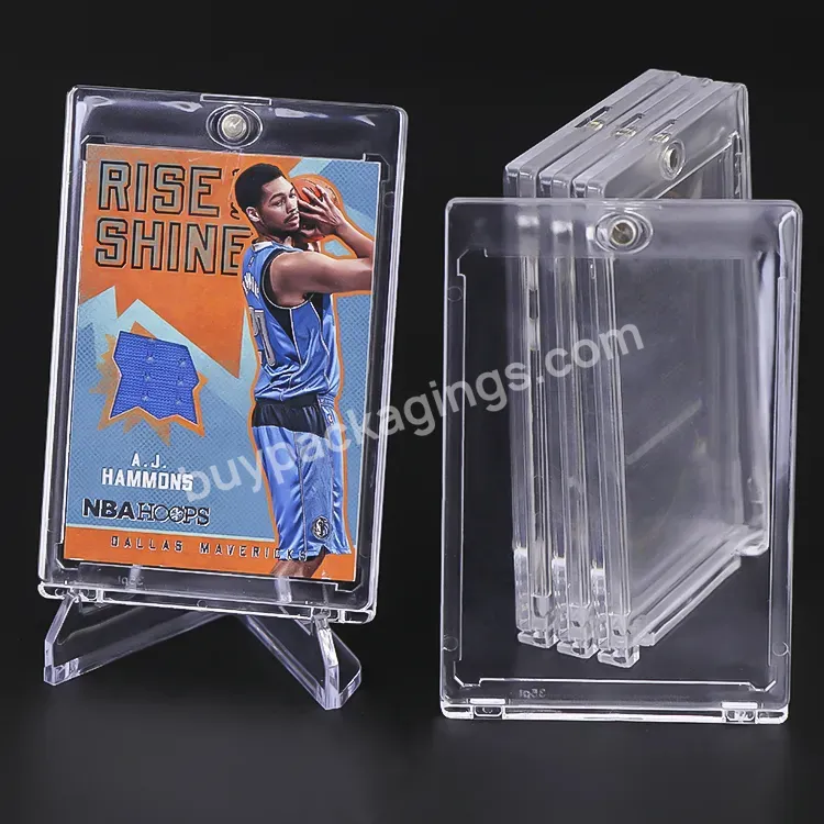 Clear Display Stand 75pt 35pt Magnetic One Touch Card Holder Tcg Card Case Magic The Gathering Trading Cards Holder For Pokemon