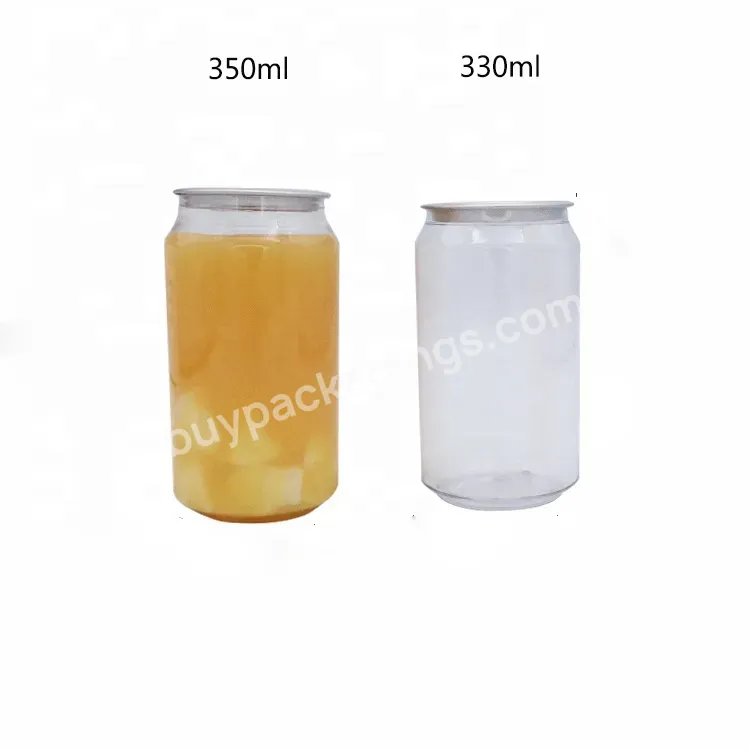 Clear Disposable 330ml Round Milk Boba Tea Drink Bottle Cans With Easy Open End