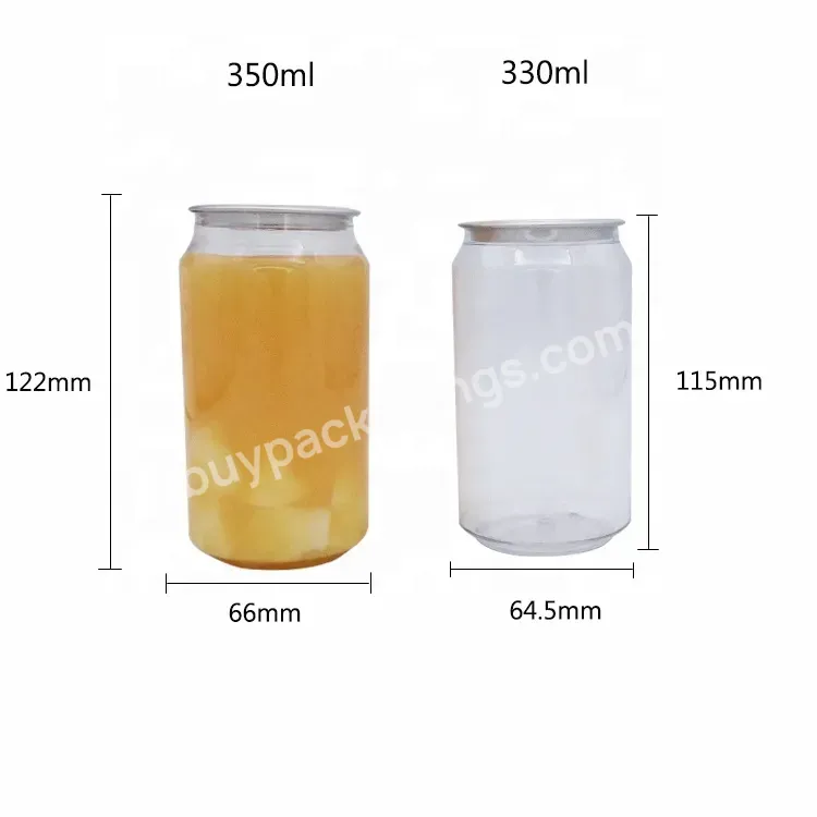 Clear Disposable 330ml Round Milk Boba Tea Drink Bottle Cans With Easy Open End