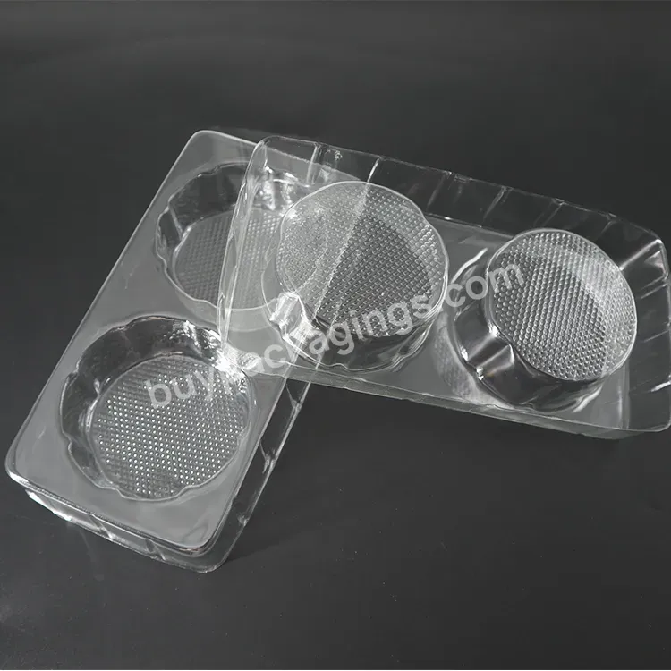 Clear Disposable Plastic Pet Mochi Cookie Tray Packaging For Cookie Food Grade 2 Compartment Blister Transparent Cookie Biscuit