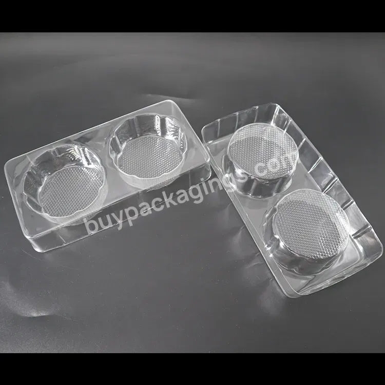 Clear Disposable Plastic Pet Mochi Cookie Tray Packaging For Cookie Food Grade 2 Compartment Blister Transparent Cookie Biscuit