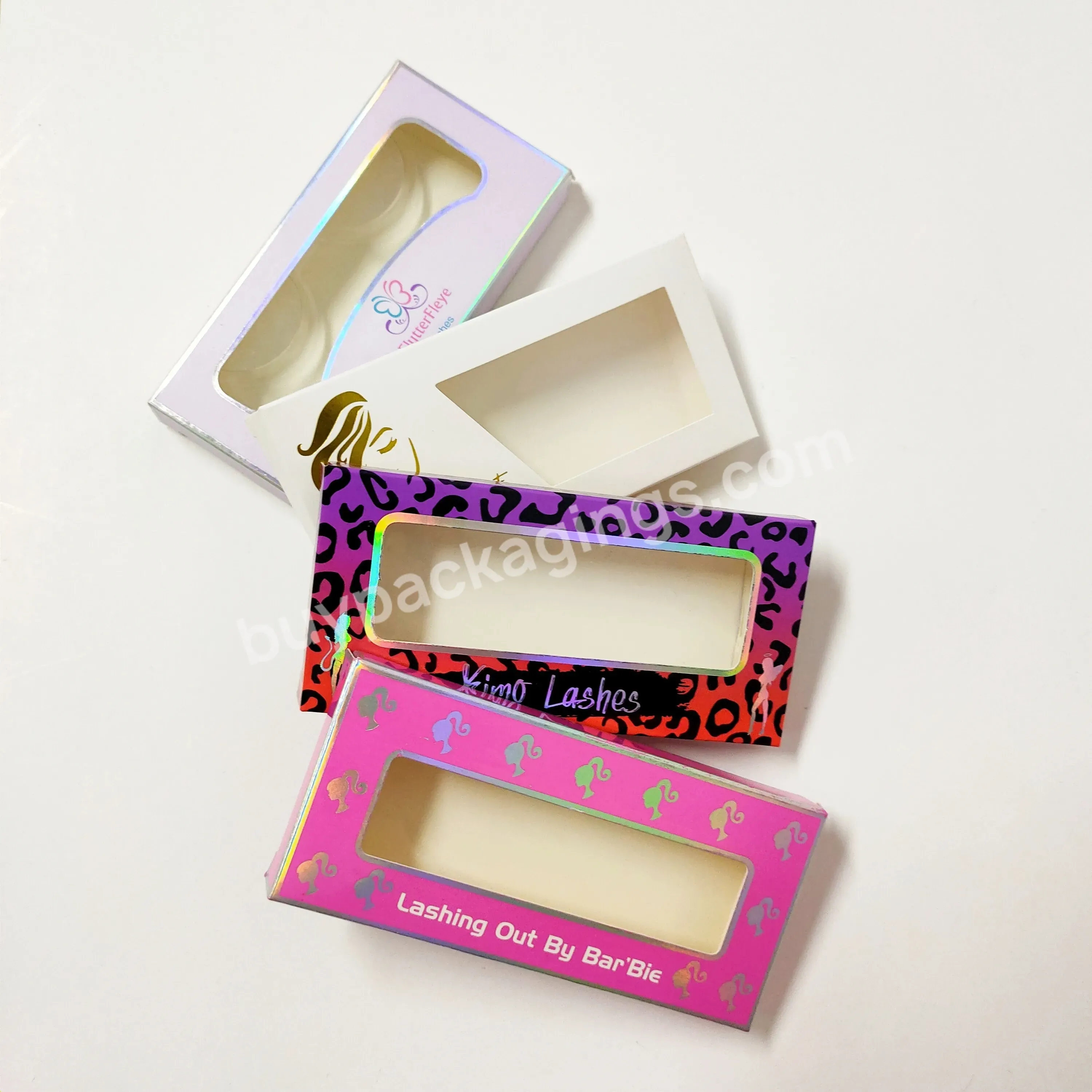 Clear Eco Friendly Glossy/matte Eyelash Boxes With Window Custom Logo Eyelash Packaging Box