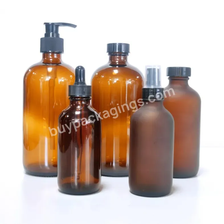 Clear Frosted Amber 1oz 2oz 4oz 8oz 500ml Boston Round Glass Bottle Essential Oil Bottles