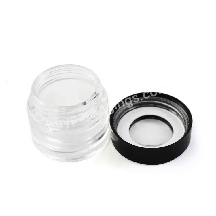 Clear Frosted Child Resistant Custom Logo Printing Round 4oz Child Proof Magnifier Glass Jar Container With Lid For Food