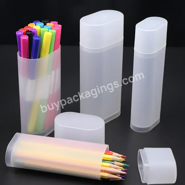 Clear Hard Plastic Stationary Organizer Travel Kit Stand Case Pencil Pots Cotton Swab Holder Pp Round Container Pen Holder - Buy Plastic Pencil Pots,Stationary Organizer,Round Container Pen Holder.