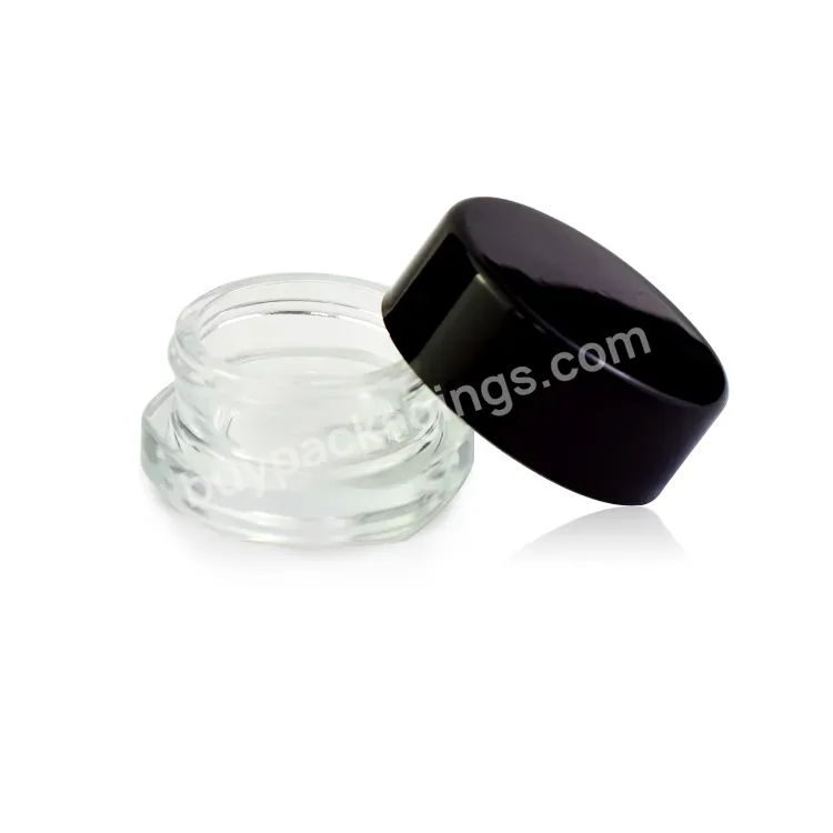 Clear Hexagon Bottom Sharp Smell Proof 9ml Glass Concentrate Jar With Lid Child Resistant Glass Jar With Crc Black Lid