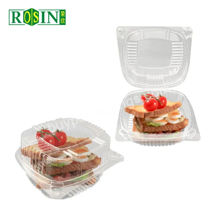 Clear Hinged Plastic Togo Containers Disposable Takeout Boxes For Hamburger,Salad,Cake,Cupcake,Sandwich,Pasta