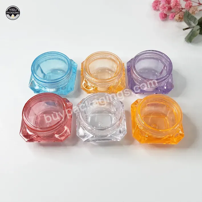 Clear Jar 3g 5g 10g 15g 20g 30g Empty Plastic Cream Jars Sample Pots Cosmetic Container With Colored Lids Mini Jar