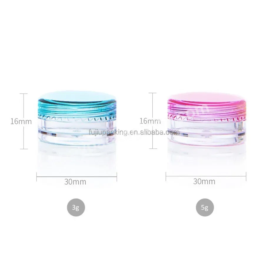 Clear Jar 3g 5g 10g 15g Empty Plastic Cream Jars Sample Pots Cosmetic Container With Colored Lids Mini Jar