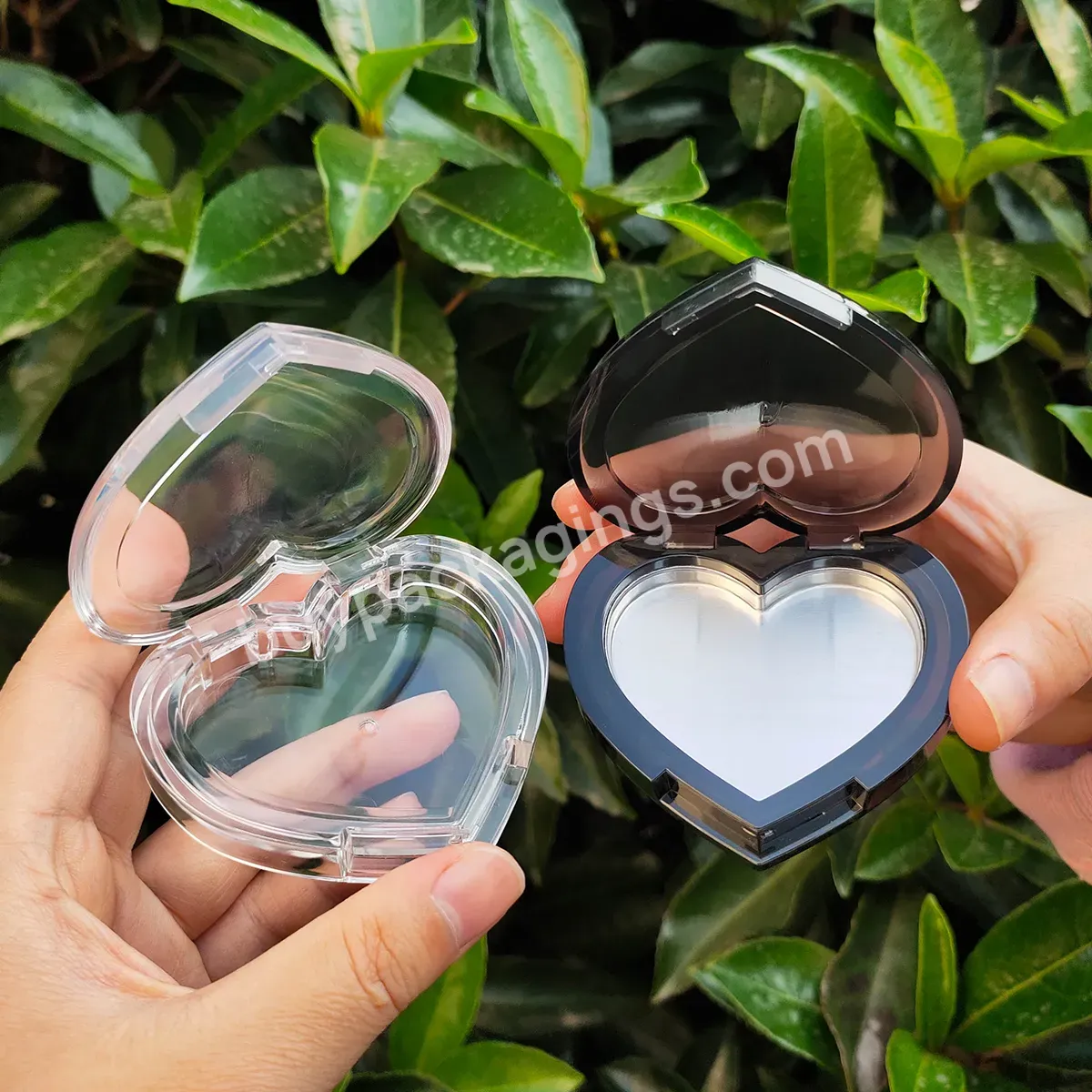 Clear Makeup Empty Transparent Heart Blush Blusher Container Heart Shaped Pan Mini Compact Powder Case