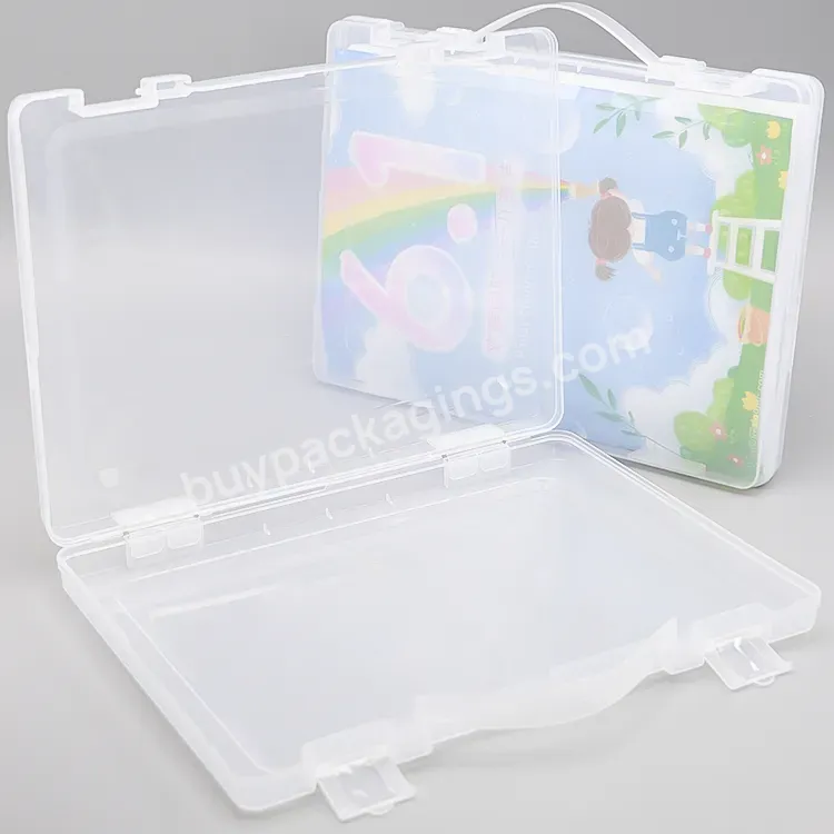 Clear Office Filing Product Plastic Portable Project Cases A4 Storage Box With Handle Binder Notebook File Folder