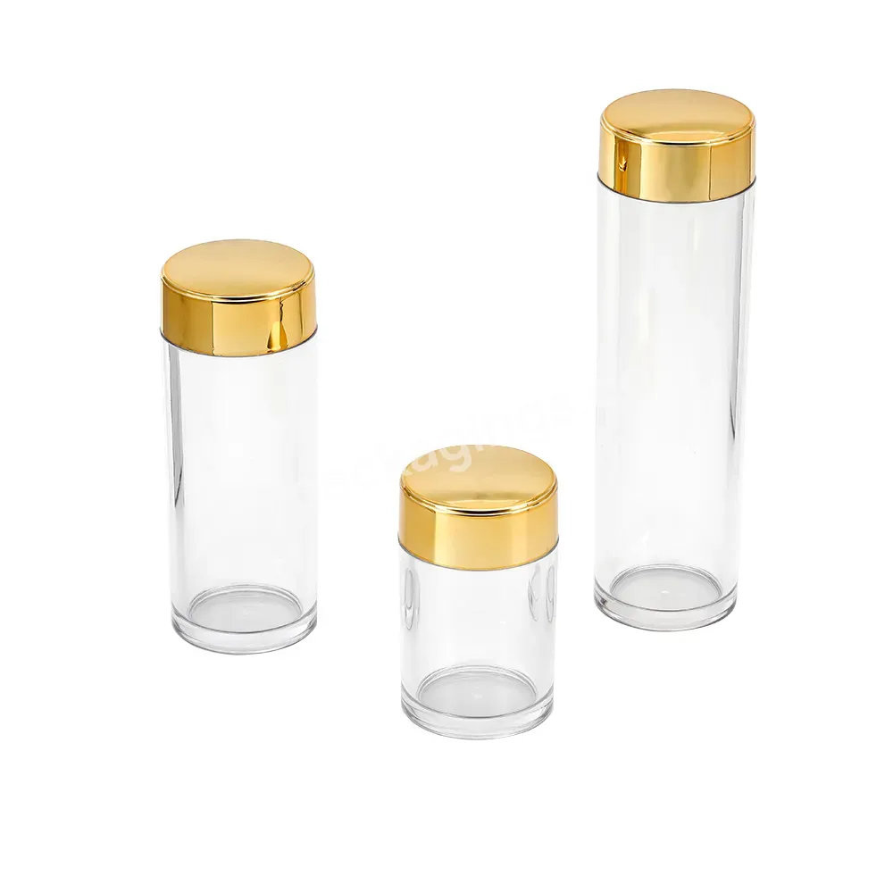 Clear Pet Plastic Vitamin And Capsules Bottle,Plastic Pill Container With Gold Screw 140ml