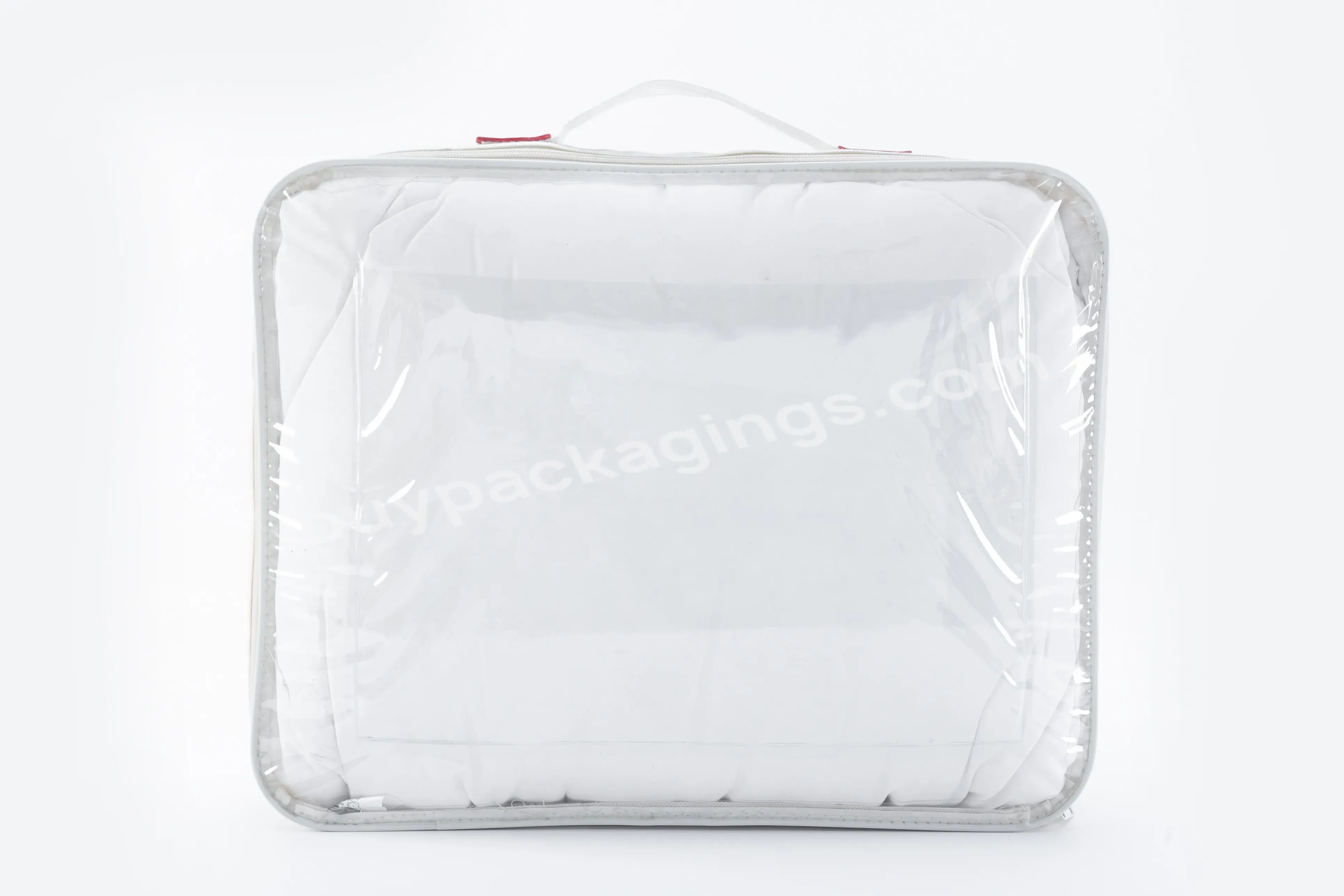 Clear Pvc And Non Woven Pillow Packaging Storage Bag With Handle