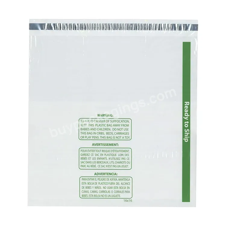 Clear Ready To Ship Sealable Poly Bags Self Adhesive Bag With Suffocation Warning