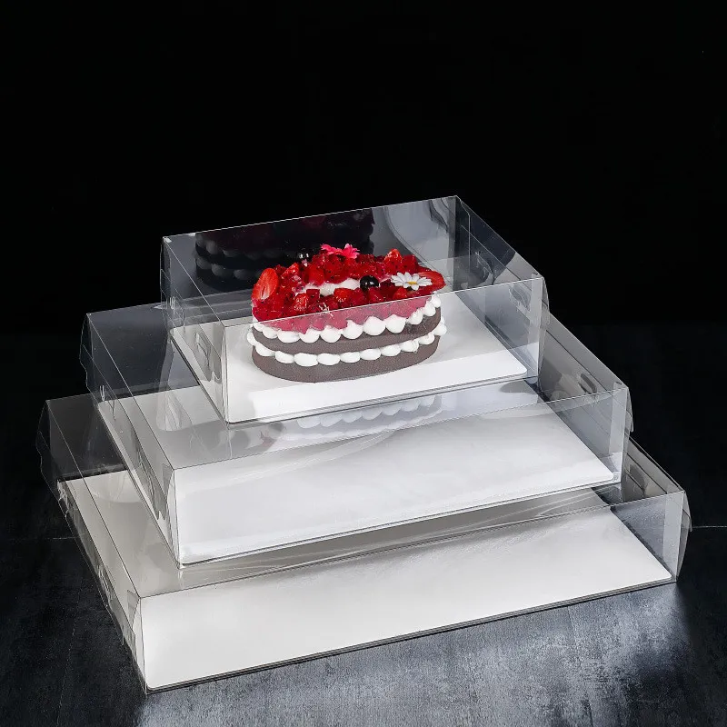 Clear Rectangle Plastic Birthday Cake Box For Wedding