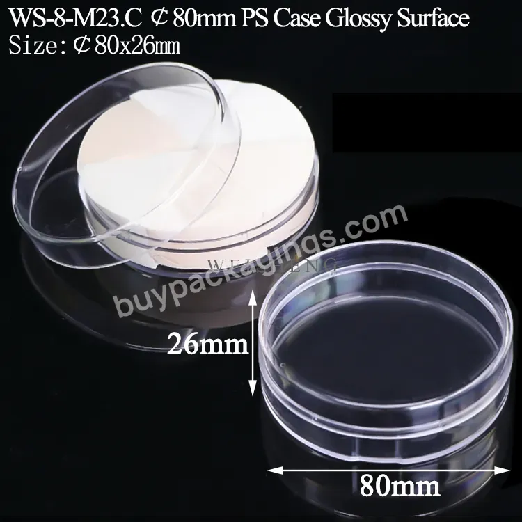 Clear Round Shape Cosmetic Powder Compact Case Box Package Cosmetic Puff Makeup Sponge Plastic Box For Powder Puff