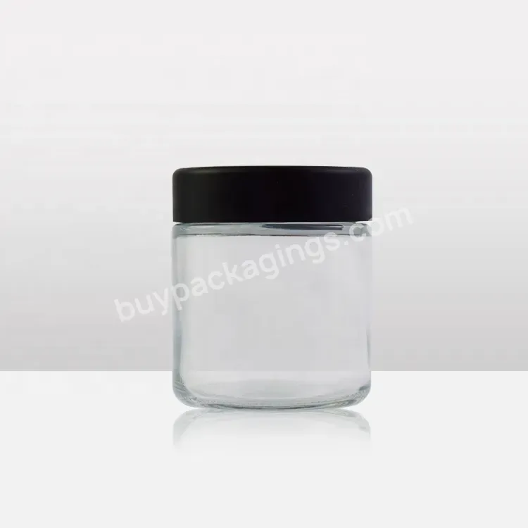 Clear Smell Proof Glass Jar For 3.5g Raw Flower 2oz 3oz 4oz Child Resistant Childproof Glass Jar With Lid