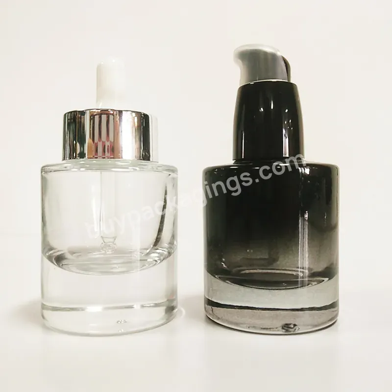 Clear Thick Bottom Round Shape 1oz 30 Ml 50ml Essential Oil Glass Dropper Bottle For Cosmetic Packaging