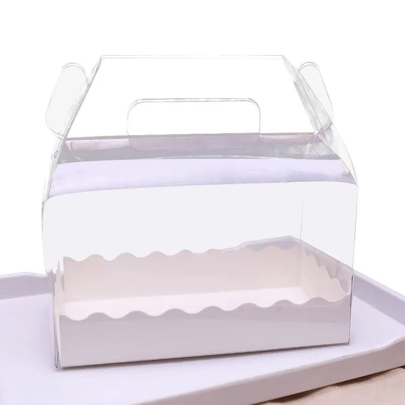 clear transparent cupcake packaging box with handle