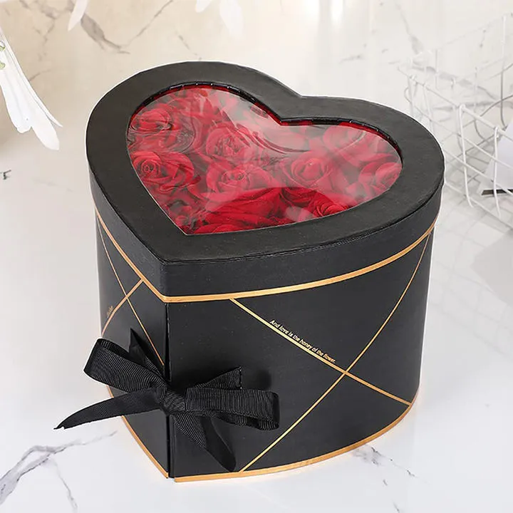 Clear wedding proposal box lid double layers rotating drawer paper heart shaped flower box gift Valentine's Day Gift Box