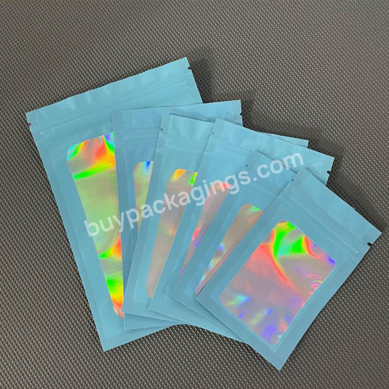 Clear Window Laser Jewelry Holographic Packaging Bag Mobile Phone Case Plastic Pouch Food Heat Seal Bag