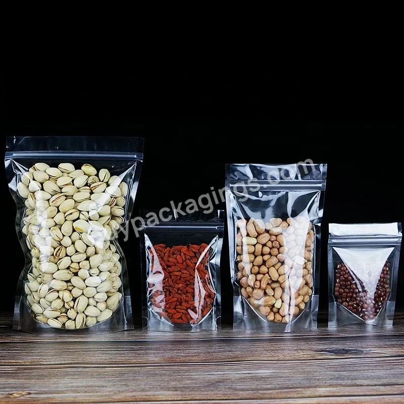 Clear Zipper Stand Up Plastic Packaging Pouch Bag Mylar Food Grade Ziplock Plastic Bag