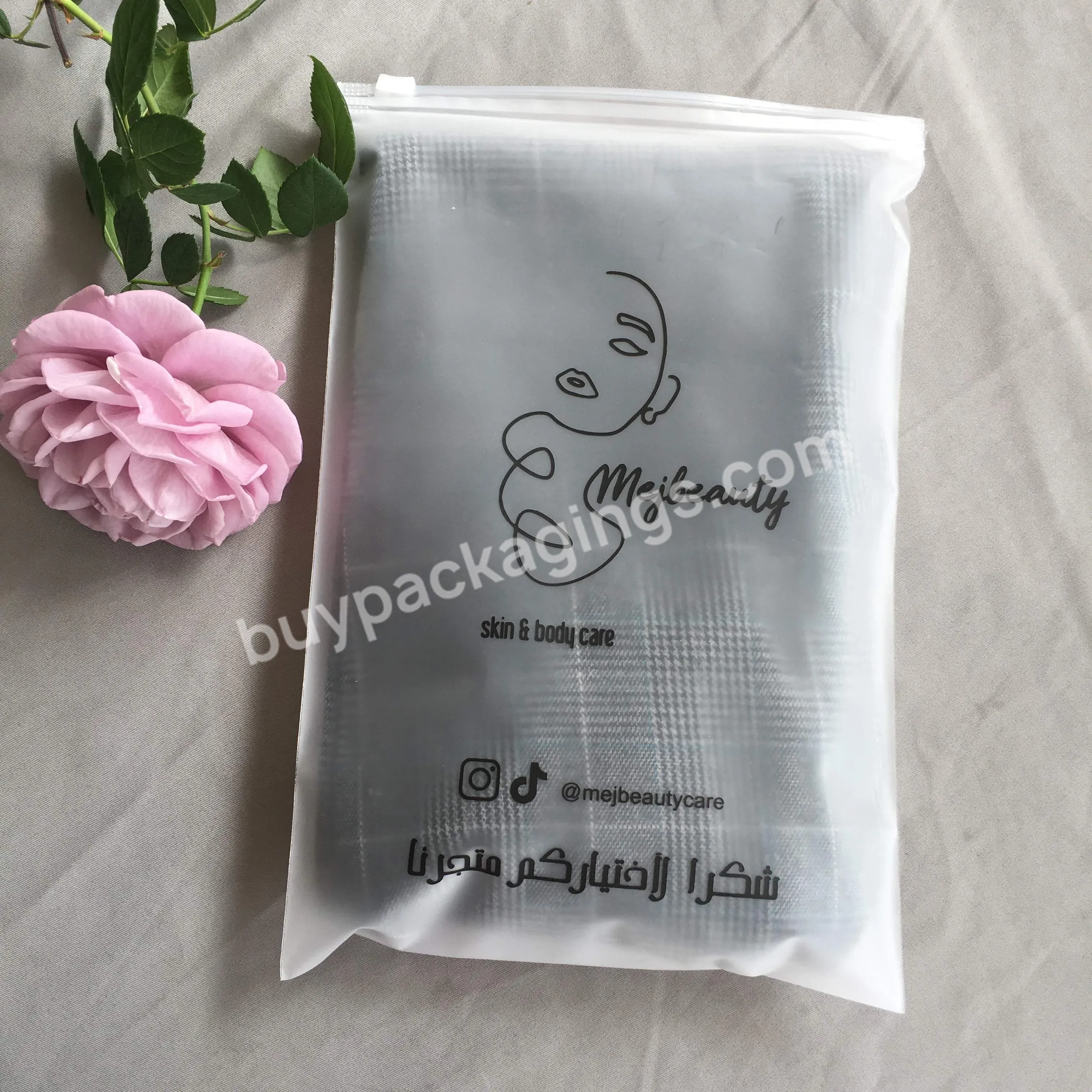 Clothes Bag 100% Recyclable Biodegradable Cheap Printed Zipper Garment Shirt Packaging Frosted Slide Zip Lock Plastic Bag