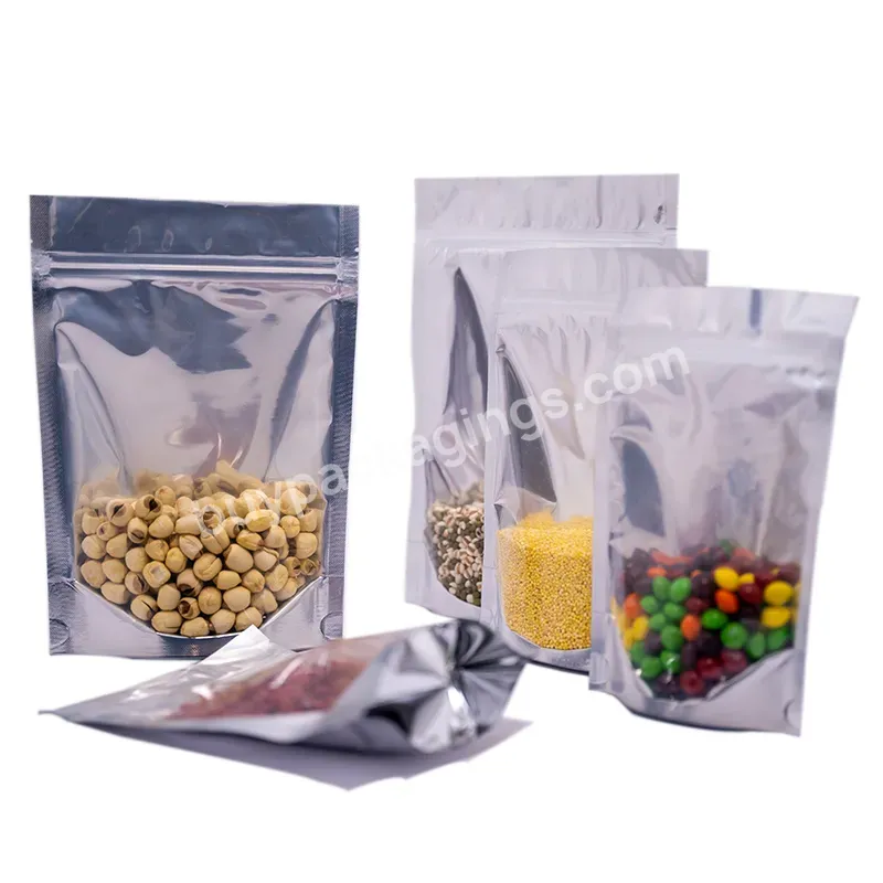 Coating Aluminum Pouches Nuts Package Stand Up Plastic Clear Printed Zipper Stand Up Pouch