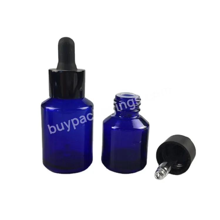 Cobalt Blue Original Blue Color Of Glass Bottle 15ml 30ml Flat Shoulder Empty Essential Oil Glass Bottle