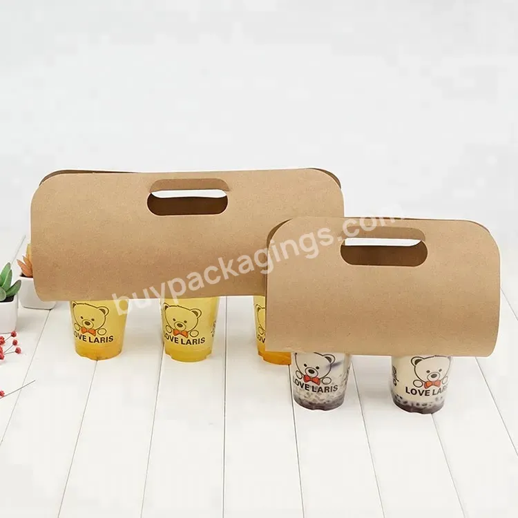 Coffee Takeaway Paper Box Cup Holder Durable Kraft Cardboard Takeaway Recyclable Uv Coating Varnishing Embossing Stamping Accept